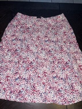 Banana Republic Pink, White & Blue Floral A-Line Skirt